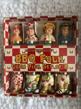 Boston Warehouse Multicolor BBQ Folk Corn Pick Set of 8